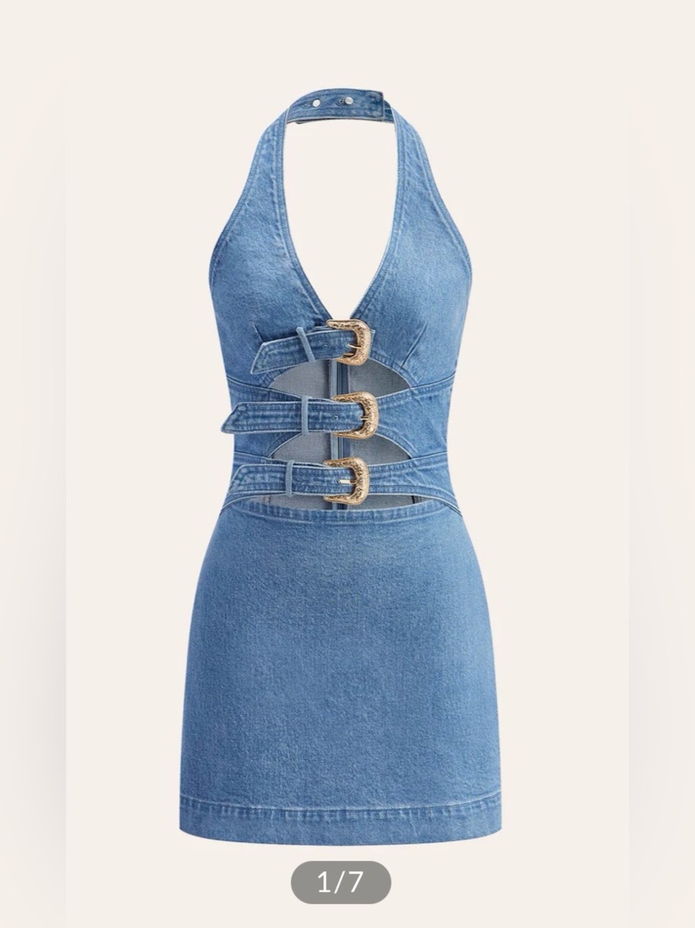 Commense  Halter  neck buckle Dress